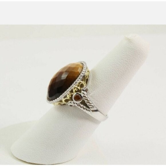 Sterling Silver Oval Faceted Tigers Eye Ring Size 7. - Picture 6 of 12